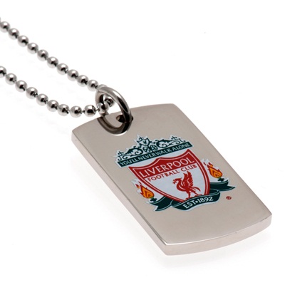 Liverpool Colour Crest Dog Tag & Chain - Stainless Steel