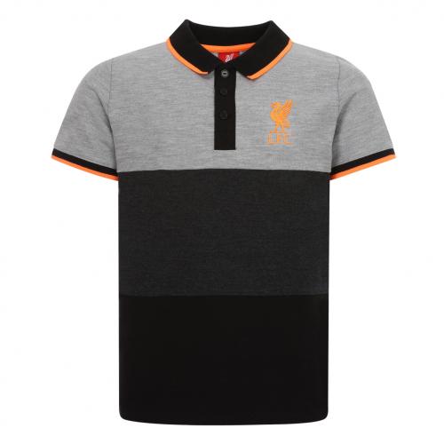 LFC Boys Grey Marl Neon Panel Polo Shirt LFC Boys Grey Marl Neon Panel Polo Shirt