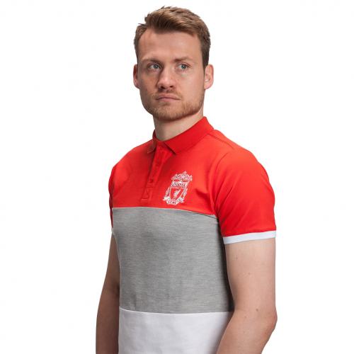 LFC Mens Colour Block Crest Panel Polo Shirt LFC Mens Colour Block Crest Panel Polo Shirt