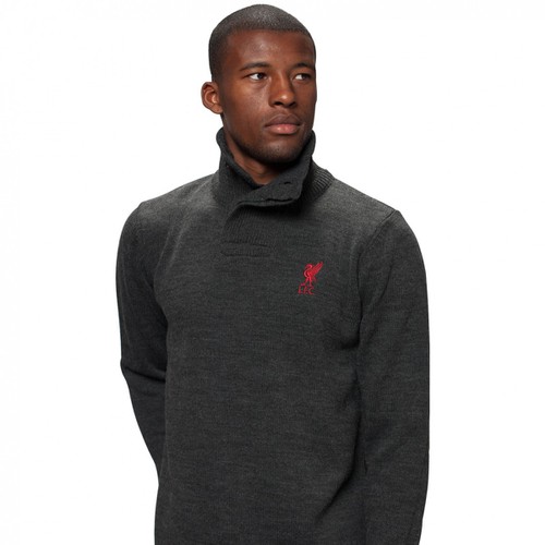 LFC Mens Charcoal Acrylic Funnel Neck Knit