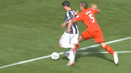 Daniel Agger sent off and penalty awarded at West Brom