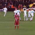 Luis Suarez scores a free kick against Zenit St Petersburg