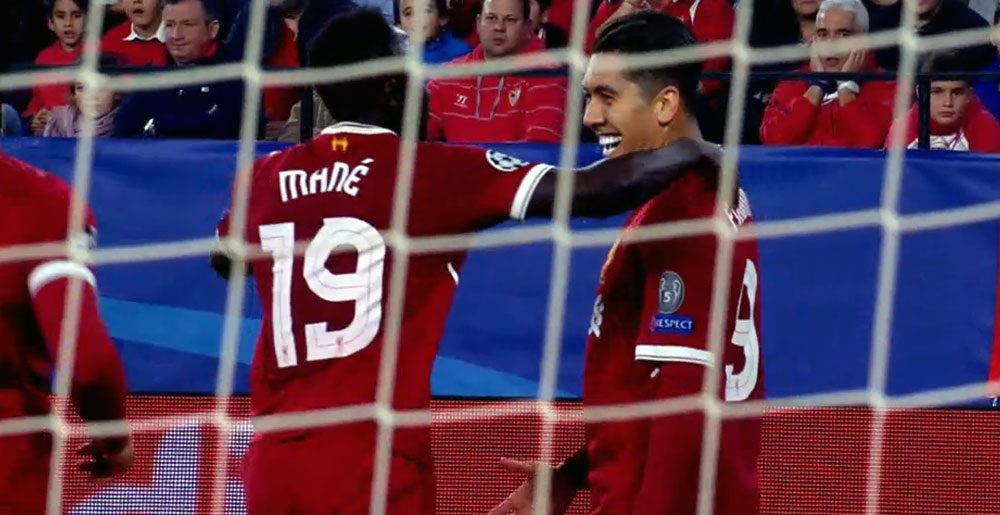 Firmino and Mane celebrate their goals