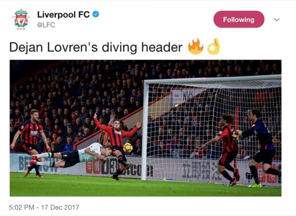 Lovren with his diving header