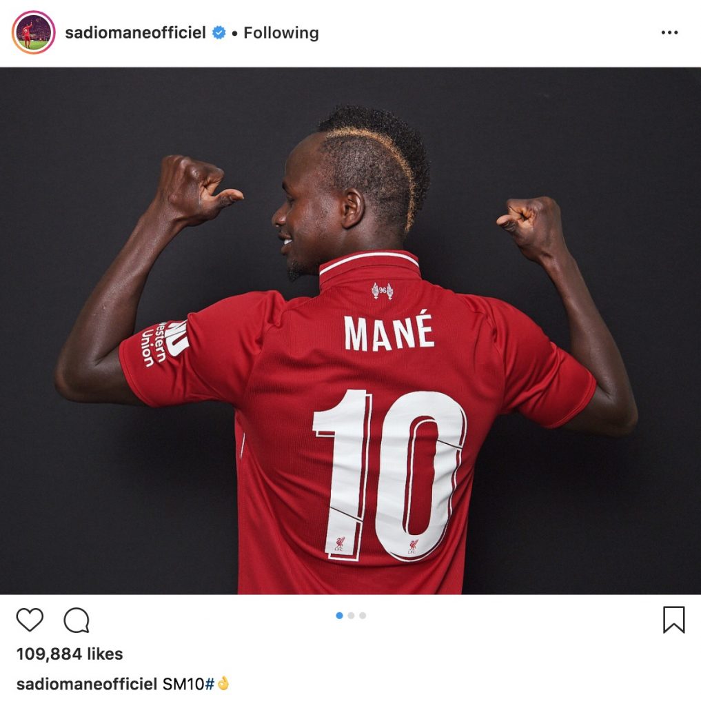 Sadio Mane number 10 LFC shirt