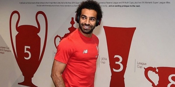 Salah arrives at Anfield
