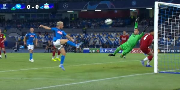 Adrian saves Dries Mertens header