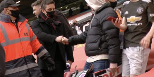 Gary Neville at Old Trafford protest