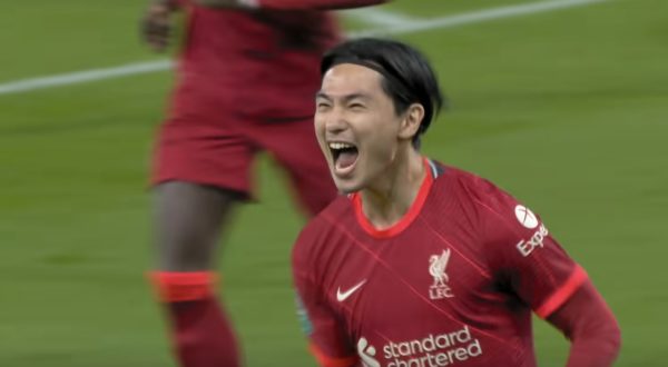 Takumi Minamino scores two goals against Norwich City for Liverpool