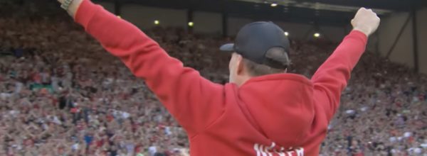 Klopp salutes the Kop after his final game at LFC