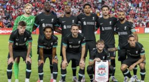 LFC team in their new 24/25 away kit in 3-0 win over Man Utd