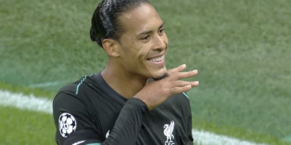 Virgil van Dijk scores the second goal against AC Milan