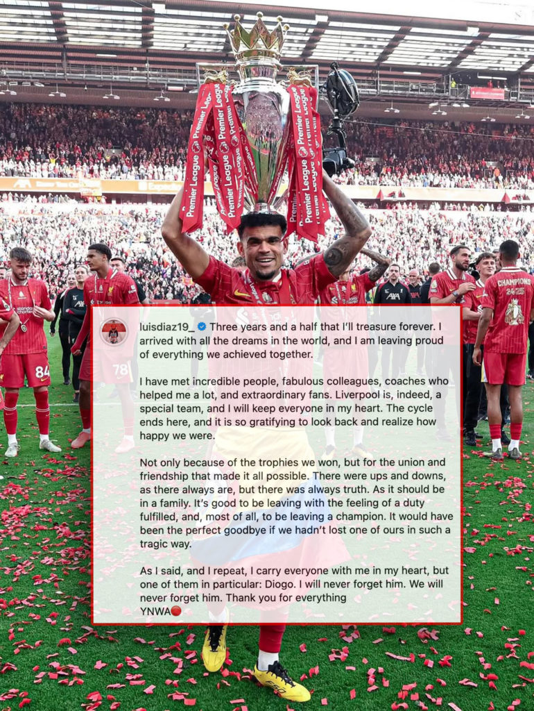Luis Diaz leaves Liverpool for Bayern Munich.