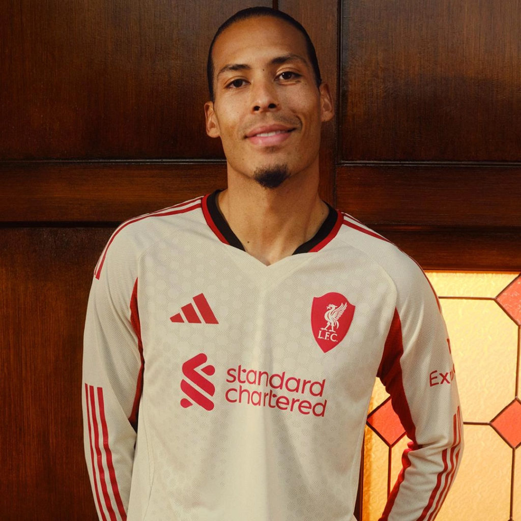 New LFC Away Kit for 2025-26, modelled by Virgil van Dijk
